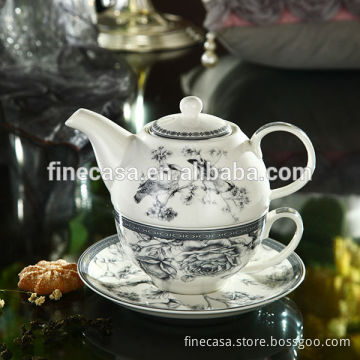 Elegant Fine New Bone China Porcelain Tea for One set of Nocturne